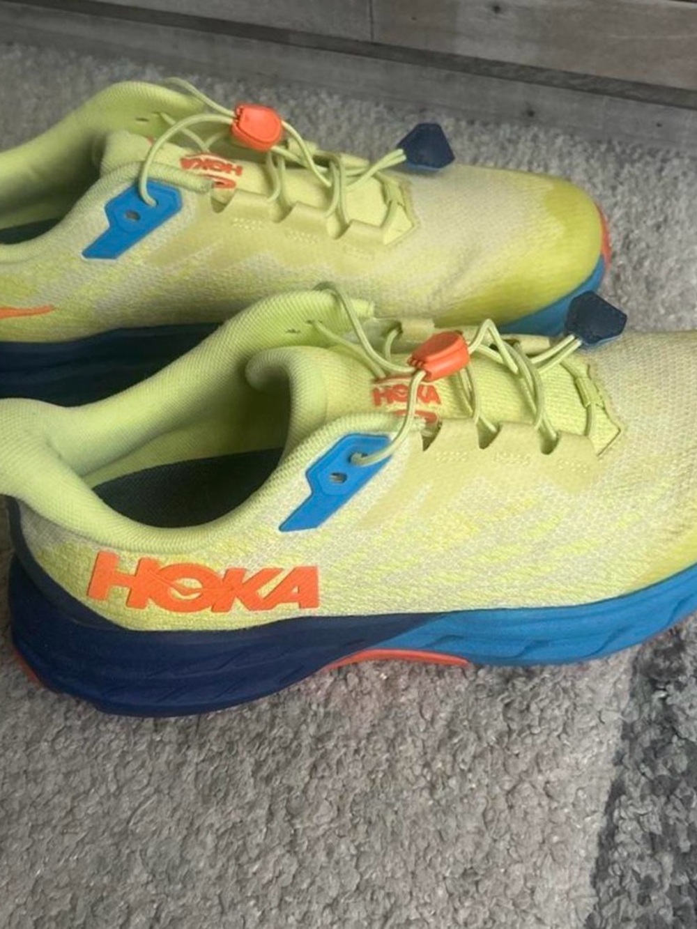 Hoka One One Kids' Neon Yellow Blue Orange Trail Sneakers